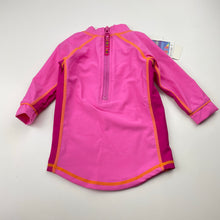 Load image into Gallery viewer, Girls Bright Bots, long sleeve rashie / swim top, UP50+, NEW, size 00,  