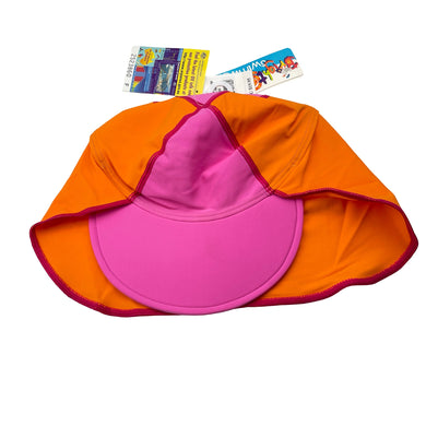 Girls Bright Bots, pink & orange legionnaire swim hat, NEW, size 4-6,  
