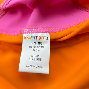 Girls Bright Bots, pink & orange legionnaire swim hat, NEW, size 4-6,  