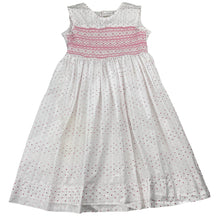 Load image into Gallery viewer, Girls D EMBROIDERY, smocked cotton dress (discolouration on skirt), FUC, size 5, L: 66cm