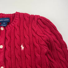 Load image into Gallery viewer, Girls RALPH LAUREN, red cotton cable knit cardigan (wash fade), FUC, size 6,  