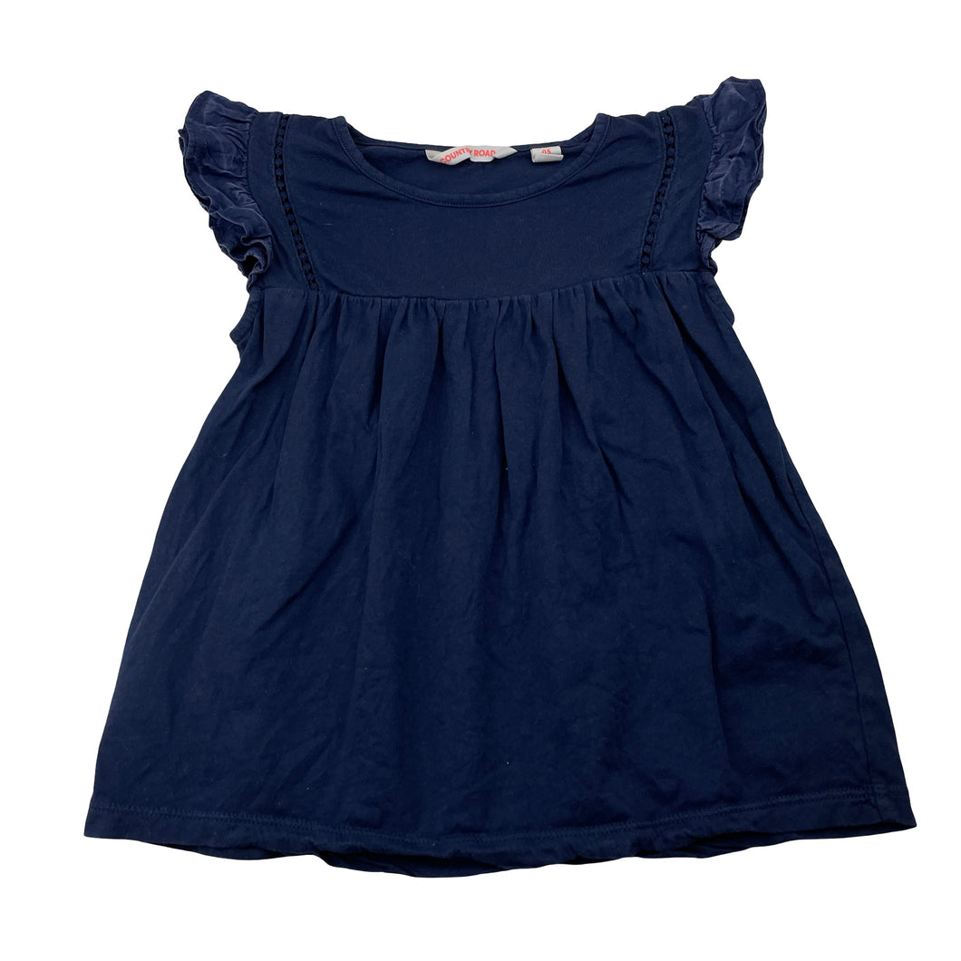 Girls Country Road, navy cotton top (wash fade), FUC, size 5,  
