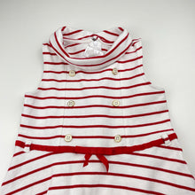 Load image into Gallery viewer, Girls JANIE and JACK, red &amp; white stripe dress (light marks), FUC, size 5, L: 54cm
