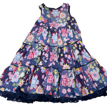 Load image into Gallery viewer, Girls colourful, floral viscose dress, no size, armpit-armpit: 28cm, GUC, size 4, L: 65cm