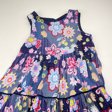 Load image into Gallery viewer, Girls colourful, floral viscose dress, no size, armpit-armpit: 28cm, GUC, size 4, L: 65cm
