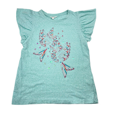 Girls Milkshake, embroidered tee / top, birds, FUC, size 7,  