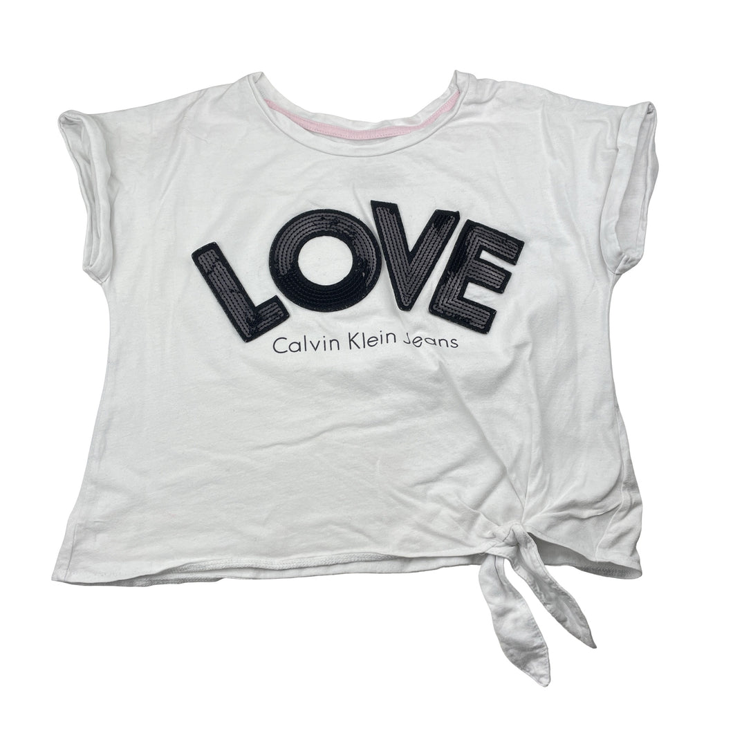 Girls Calvin Klein Jeans, cotton tee / top, sequins, FUC, size 8-10,  