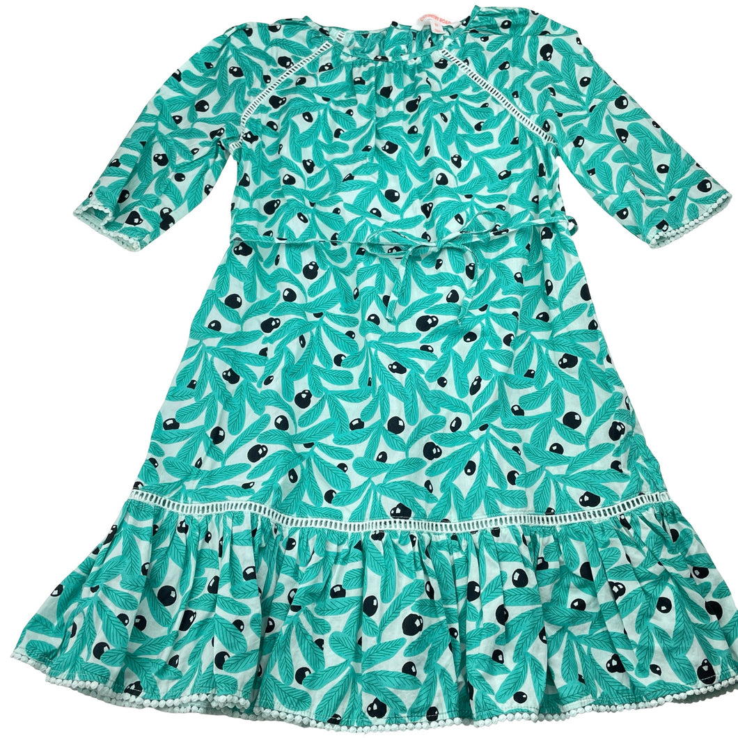 Girls Country Road, lightweight cotton dress, olives, EUC, size 7, L: 67cm