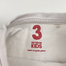 Load image into Gallery viewer, Girls Cotton On, cotton tee / top (discolouration at neck), FUC, size 3,  