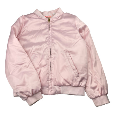 Girls Country Road, pink satin bomber jacket (marks back sleeves & cuffs), FUC, size 8-9,  