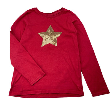 Girls DAVID JONES, cotton long sleeve top, sequin star, FUC, size 6-7,  