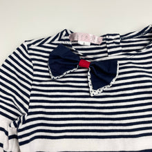 Load image into Gallery viewer, Girls Biscotti, navy &amp; white stripe party dress (light mark back right cuff), FUC, size 5, L: 58cm