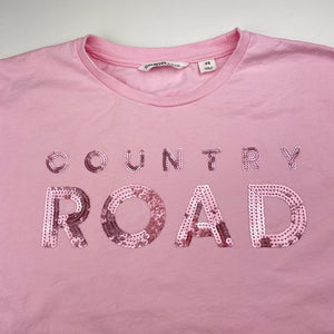 Girls Country Road, pink cotton tee / top, sequins, GUC, size 8,  