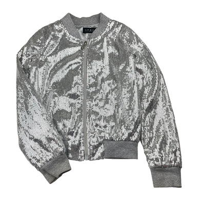 Girls GUESS, silver sequin jacket (discolouration on cuffs), FUC, size 7-8,  