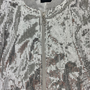 Girls GUESS, silver sequin jacket (discolouration on cuffs), FUC, size 7-8,  