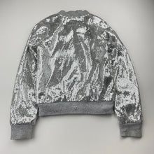 Load image into Gallery viewer, Girls GUESS, silver sequin jacket (discolouration on cuffs), FUC, size 7-8,  