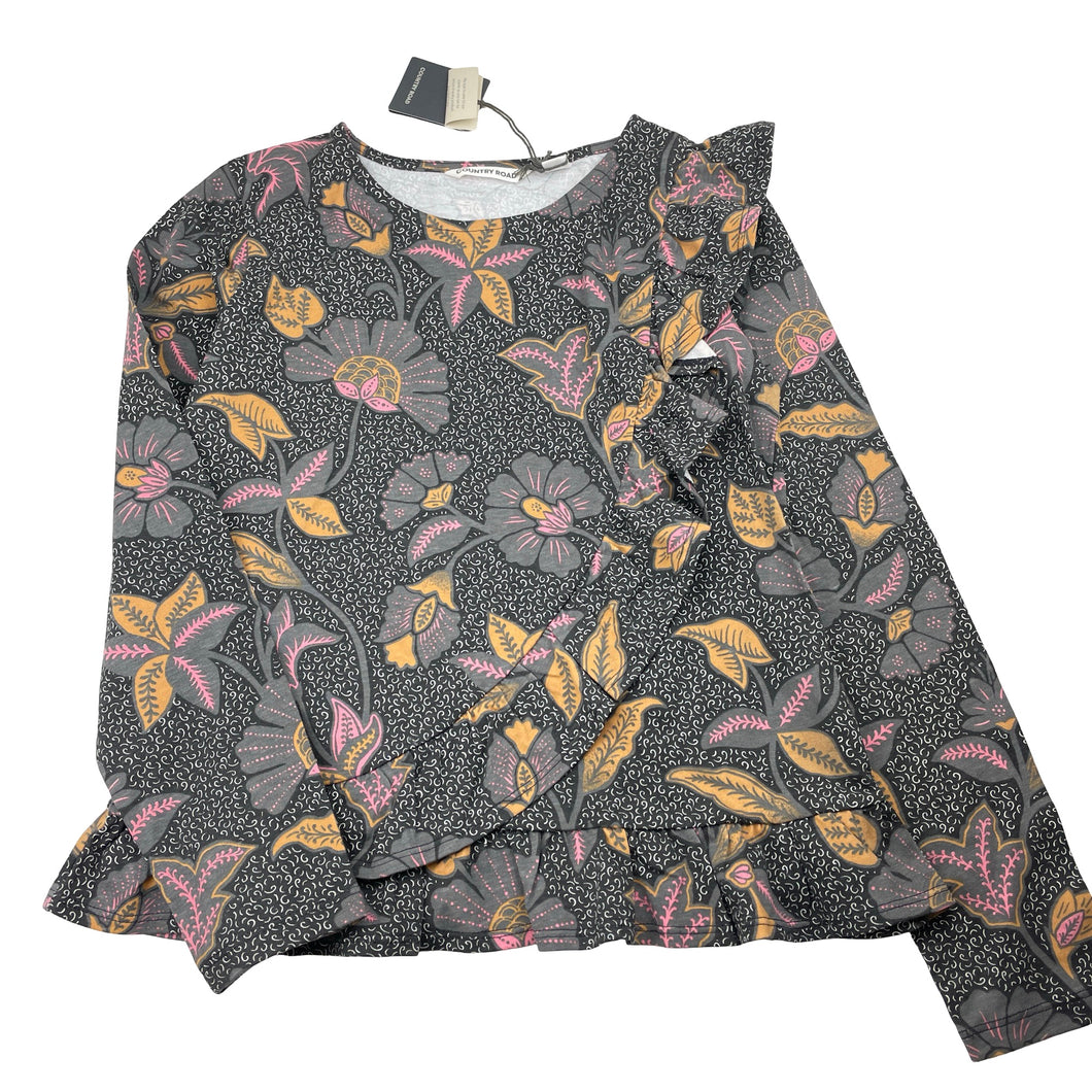 Girls Country Road, floral cotton long sleeve top, NEW, size 10,  