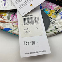 Load image into Gallery viewer, Girls AQUA BLU, UP50+ colourful floral swim hat, NEW, size 4-6,  