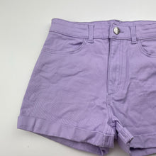 Load image into Gallery viewer, Girls H&amp;M, purple stretch cotton shorts, adjustable, EUC, size 13,  