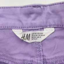 Load image into Gallery viewer, Girls H&amp;M, purple stretch cotton shorts, adjustable, EUC, size 13,  