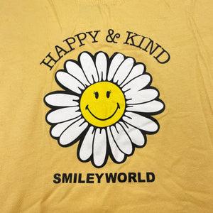 Girls SMILEY WORLD, yellow cotton tee / top, flower, EUC, size 8,  