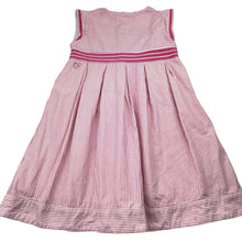 Load image into Gallery viewer, Girls Chateau de Sable, lined pink &amp; white stripe cotton dress, EUC, size 4, L: 63cm