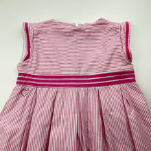 Load image into Gallery viewer, Girls Chateau de Sable, lined pink &amp; white stripe cotton dress, EUC, size 4, L: 63cm