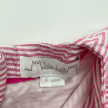 Load image into Gallery viewer, Girls Chateau de Sable, lined pink &amp; white stripe cotton dress, EUC, size 4, L: 63cm