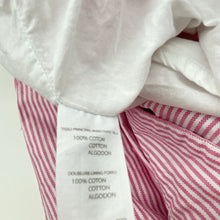Load image into Gallery viewer, Girls Chateau de Sable, lined pink &amp; white stripe cotton dress, EUC, size 4, L: 63cm