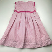 Load image into Gallery viewer, Girls Chateau de Sable, lined pink &amp; white stripe cotton dress, EUC, size 4, L: 63cm