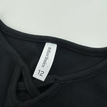 Load image into Gallery viewer, Girls Brilliant Basics, black ribbed stretchy tee / top, EUC, size 12,  