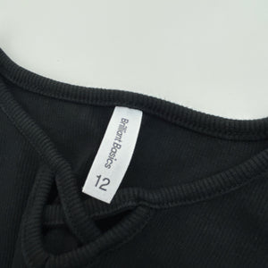 Girls Brilliant Basics, black ribbed stretchy tee / top, EUC, size 12,  