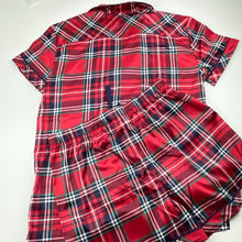Load image into Gallery viewer, Girls Peter Alexander, red tartan Christmas pyjama top &amp; shorts, NEW, size 14,  