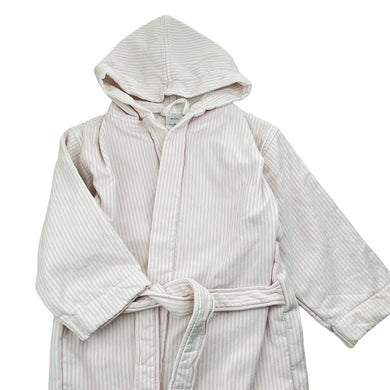 Girls SHERIDAN kids, pink stripe cotton dressing gown / bath robe, GUC, size 6-8,  