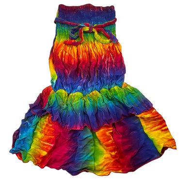 Girls YOUNG FASHION, hand made tie dyed skirt, elasticated, L: 64cm, EUC, size 8,  