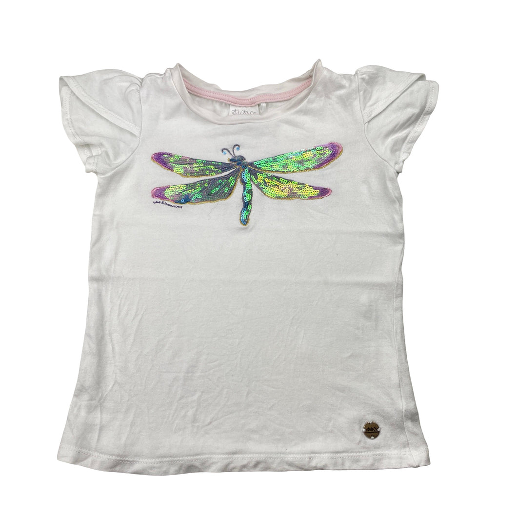 Girls Tutus & Tambourines, viscose tee / top, sequin dragonfly, GUC, size 5,  