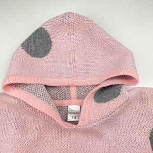 Girls Milkshake, pink & grey knit hooded poncho sweater, GUC, size 7-8,  