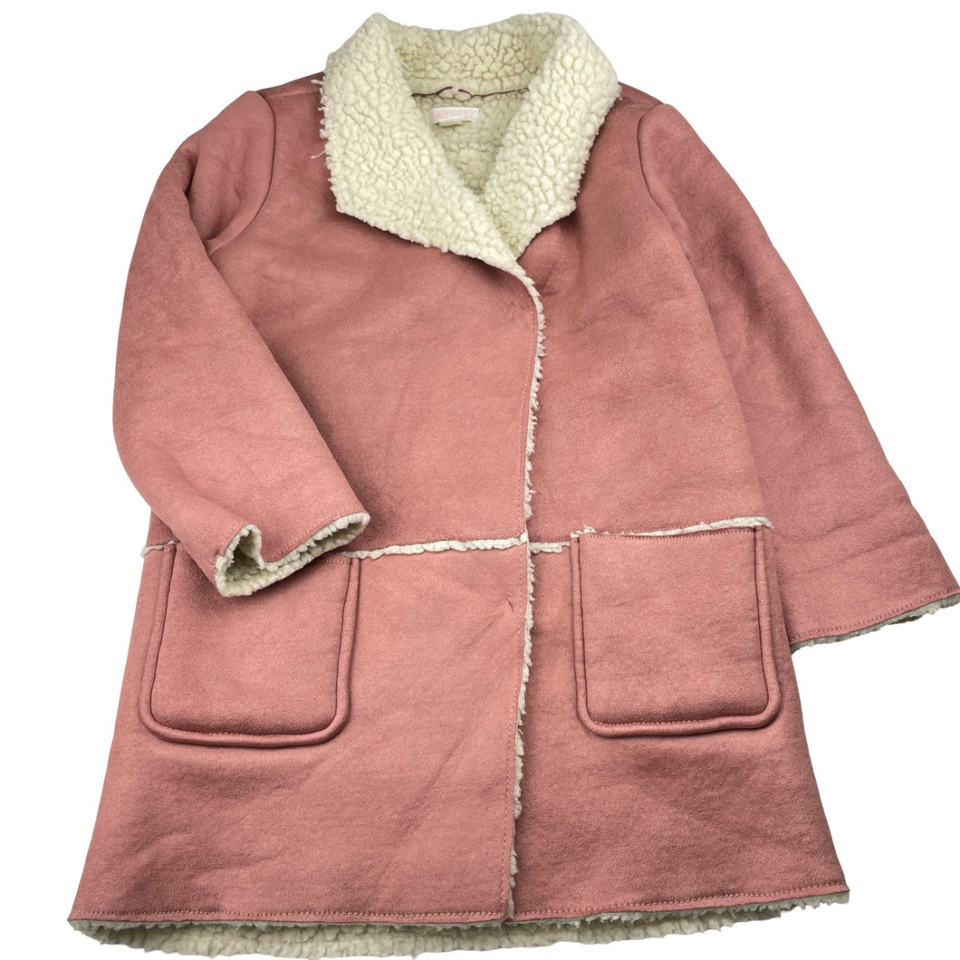 Girls Pumpkin Patch, fleece lined faux suede jacket / coat, L: 58cm, EUC, size 6,  