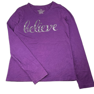 Girls FADED GLORY, stretchy long sleeve top, sequins, GUC, size 14-16,  