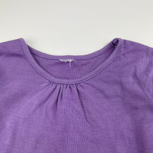 Load image into Gallery viewer, Girls purple, cotton long sleeve top, no labels, armpit-armpit: 30cm, shoulder-cuff: 39cm, GUC, size 5-6,  