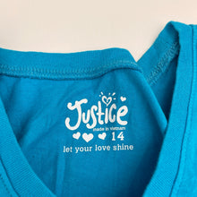 Load image into Gallery viewer, Girls Justice, blue cotton tee / top, EUC, size 14,  