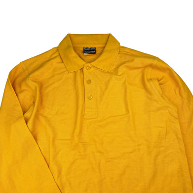 Unisex SCHOOL ZONE, yellow / gold long sleeve polo shirt, EUC, size 16,  