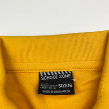 Load image into Gallery viewer, Unisex SCHOOL ZONE, yellow / gold long sleeve polo shirt, EUC, size 16,  