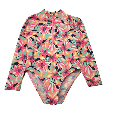 Girls Anko, floral long sleeve swim one-piece, GUC, size 6,  