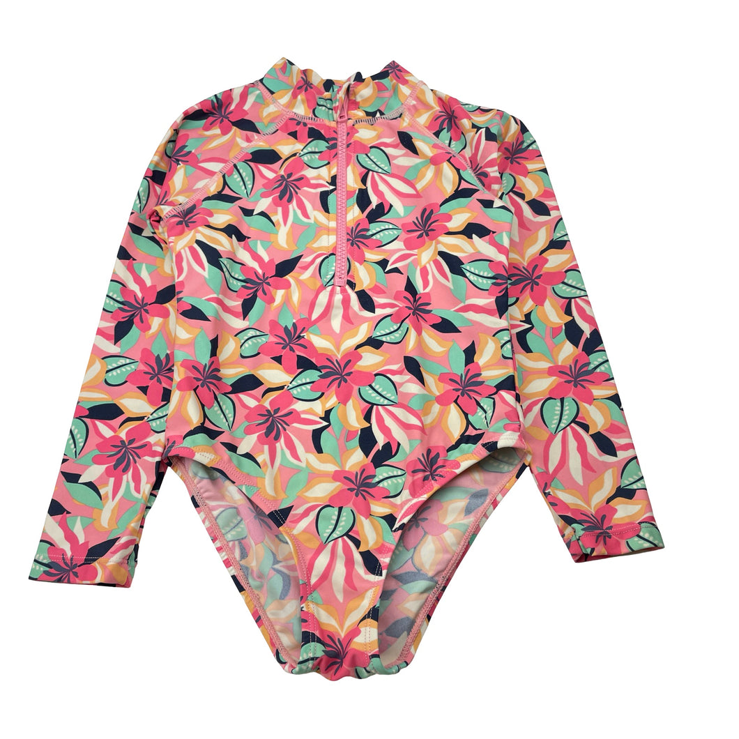 Girls Anko, floral long sleeve swim one-piece, GUC, size 6,  
