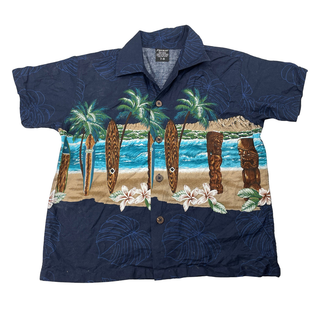 Boys Favant Hawaii, cotton short sleeve shirt, surfboards, EUC, size 7-8,  