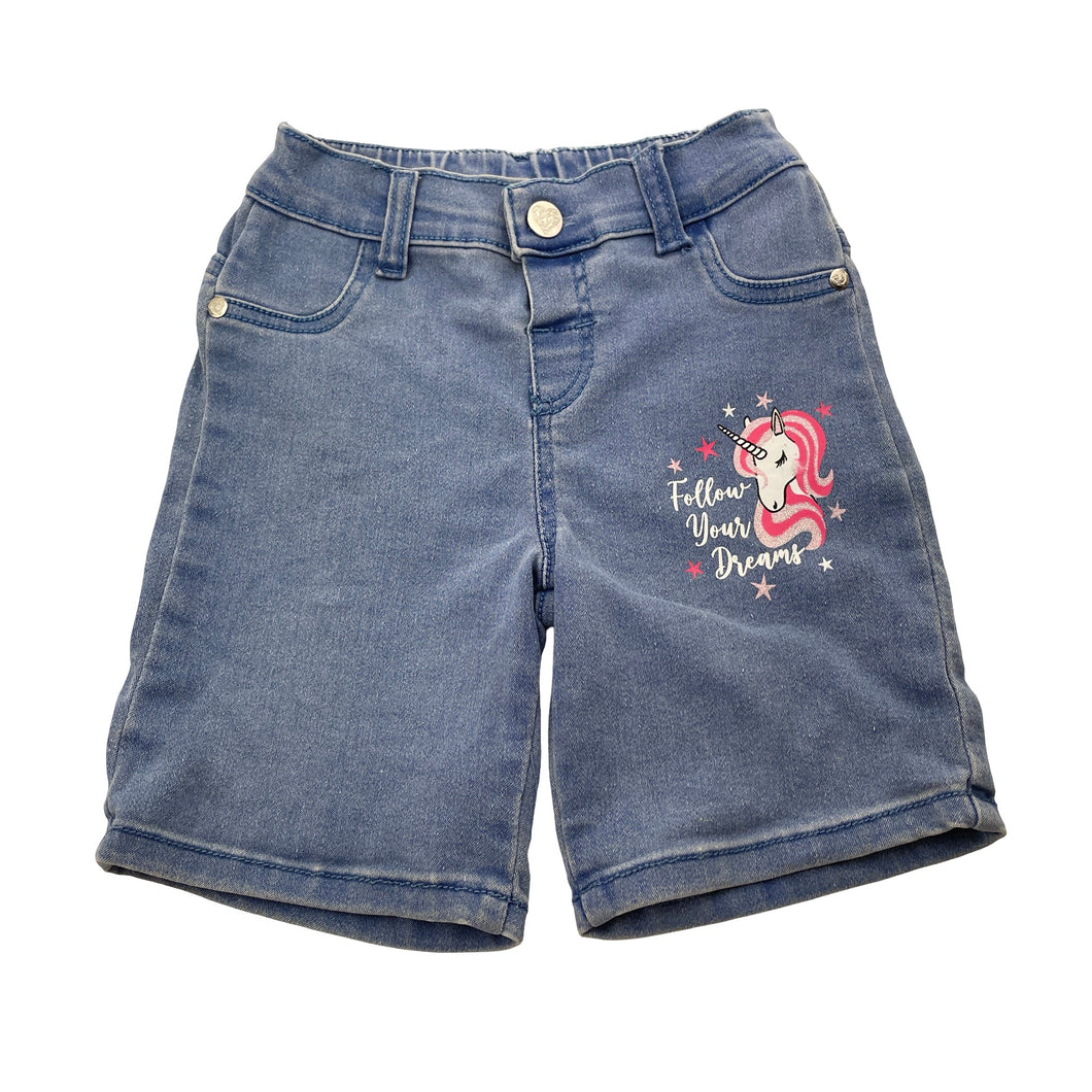 Girls Babe, stretchy denim shorts, elasticated, FUC, size 4-5,  