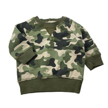 Load image into Gallery viewer, Boys Baby Berry, fleece-lined camo print sweater / jumper, EUC, size 00,  