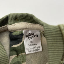 Load image into Gallery viewer, Boys Baby Berry, fleece-lined camo print sweater / jumper, EUC, size 00,  