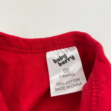 Load image into Gallery viewer, Unisex Baby Berry, cotton Christmas singletsuit romper, EUC, size 00,  
